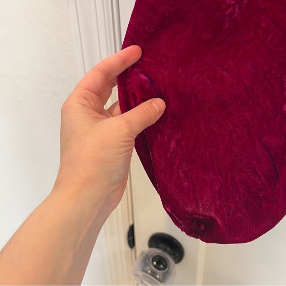 By Anthropologie Magenta Smocked Velvet Puff Sleeve Peasant Blouse - Picture 6 of 8